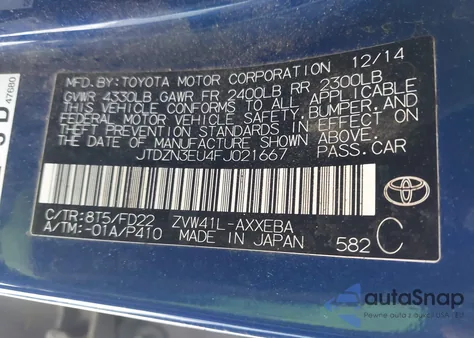 2015 Toyota Prius V Two из США, поврежденный, VIN JTDZN3EU4FJ021667